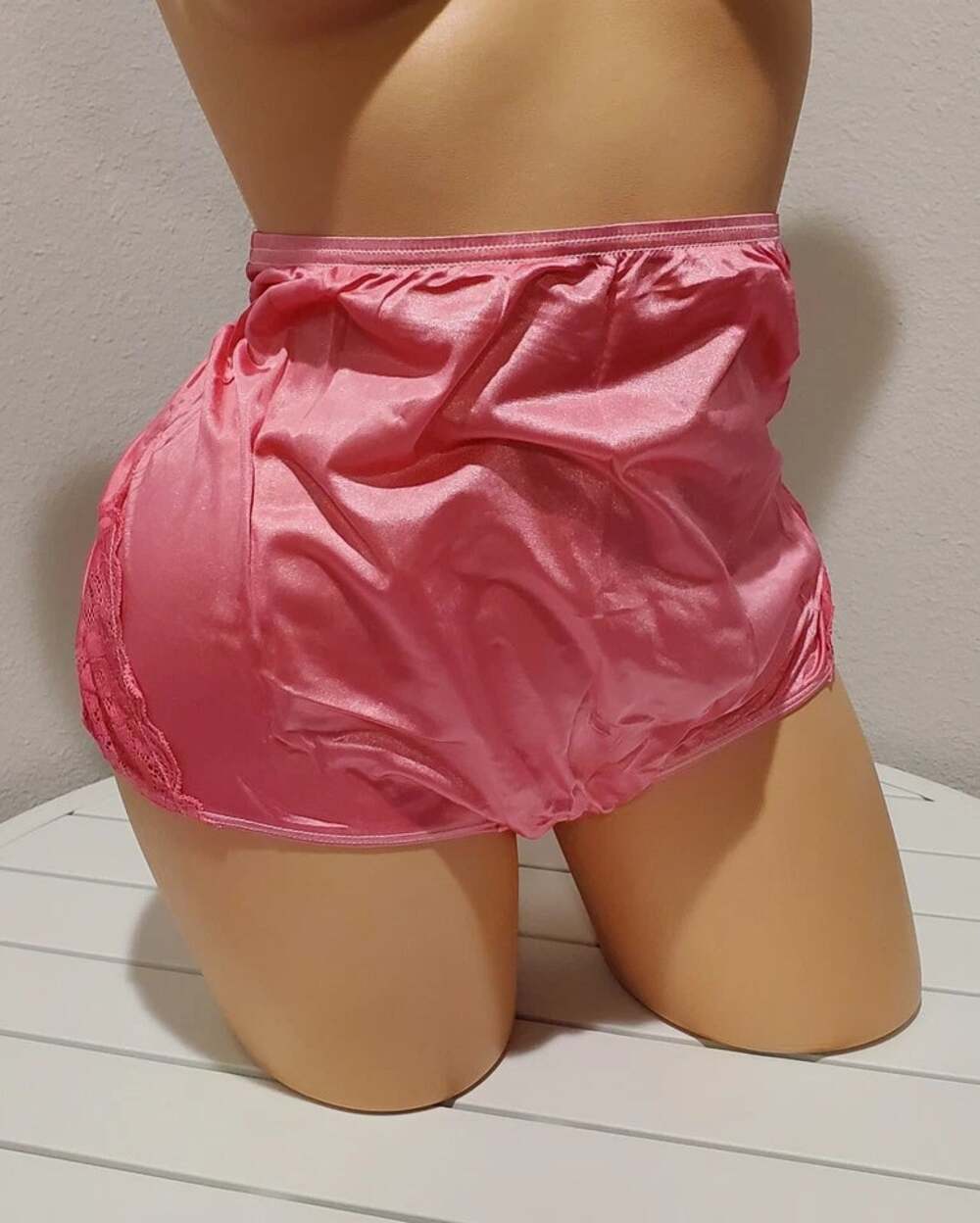 Shadowline 17082 Full Cut Brief Nylon Lace Full Cut Panty Temptress Pink